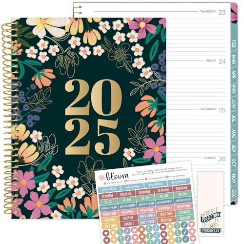 bloom daily planners 2025 (8.5" x 11") Calendar Year Day Planner (January 2025 - December 2025) - Weekly/Monthly Dated Agenda Organizer with Stickers & Tabs - Blooming Wildly | Amazon (US)