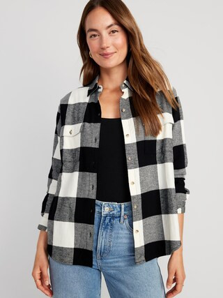 Loose Flannel Boyfriend Shirt | Old Navy (US)