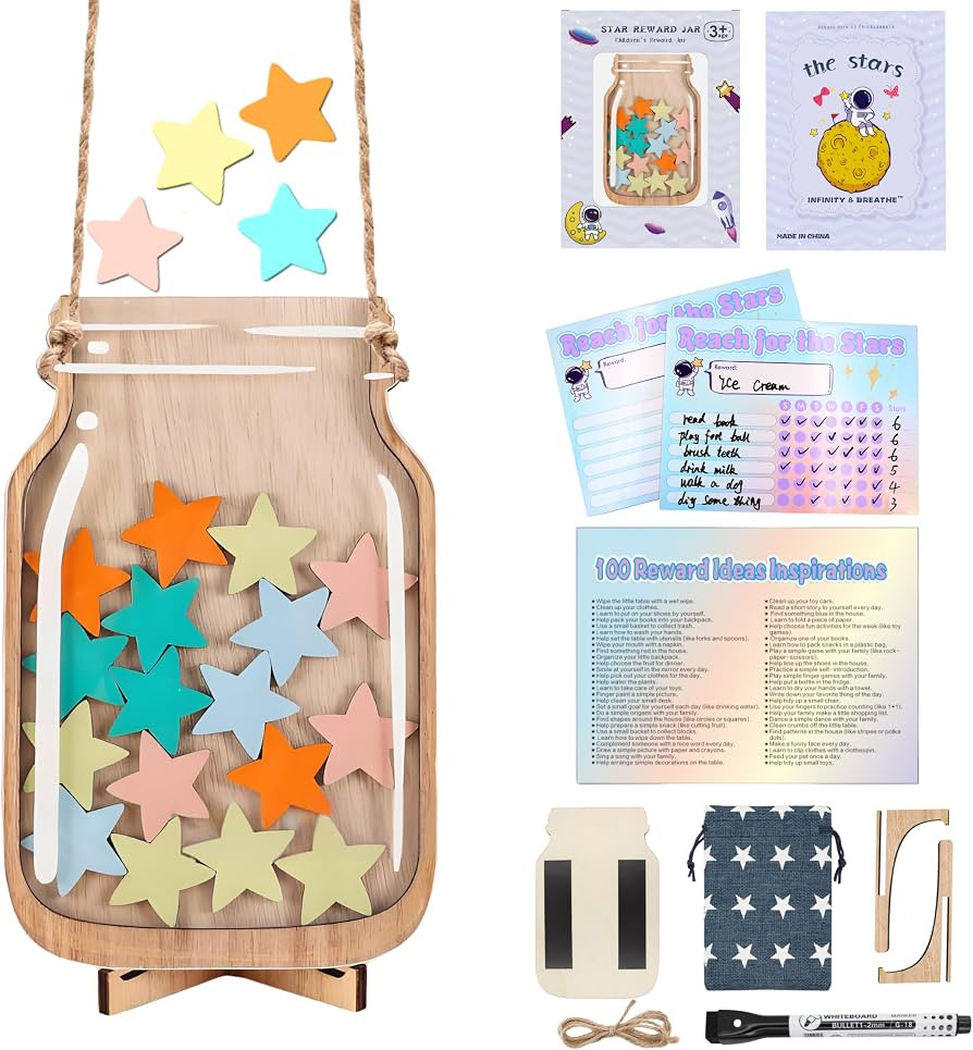 Magnetic Reward Jar, Star Reward Jar Set for Kids Potty Training Reward Jar System for Classroom,... | Amazon (US)