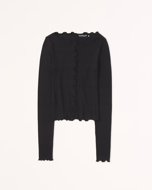 Women's Long-Sleeve Seamed Top | Women's Tops | Abercrombie.com | Abercrombie & Fitch (US)