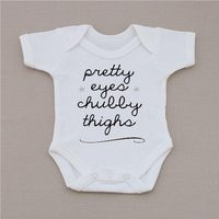 slogan baby clothing vest, bodysuit pretty eyes chubby thighs baby shower, new baby gift, Milly Moll | Etsy (US)
