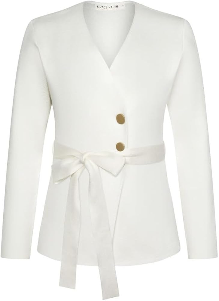 GRACE KARIN Women Business Cropped Blazer Cardigan Long Sleeve Open Front Knit Sweater Jacket Shr... | Amazon (US)