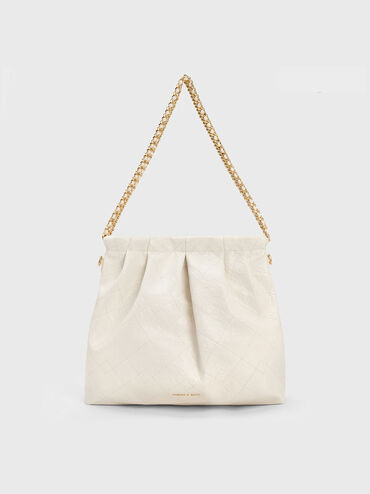 Duo Double Chain Hobo Bag
 - Cream | Charles & Keith UK