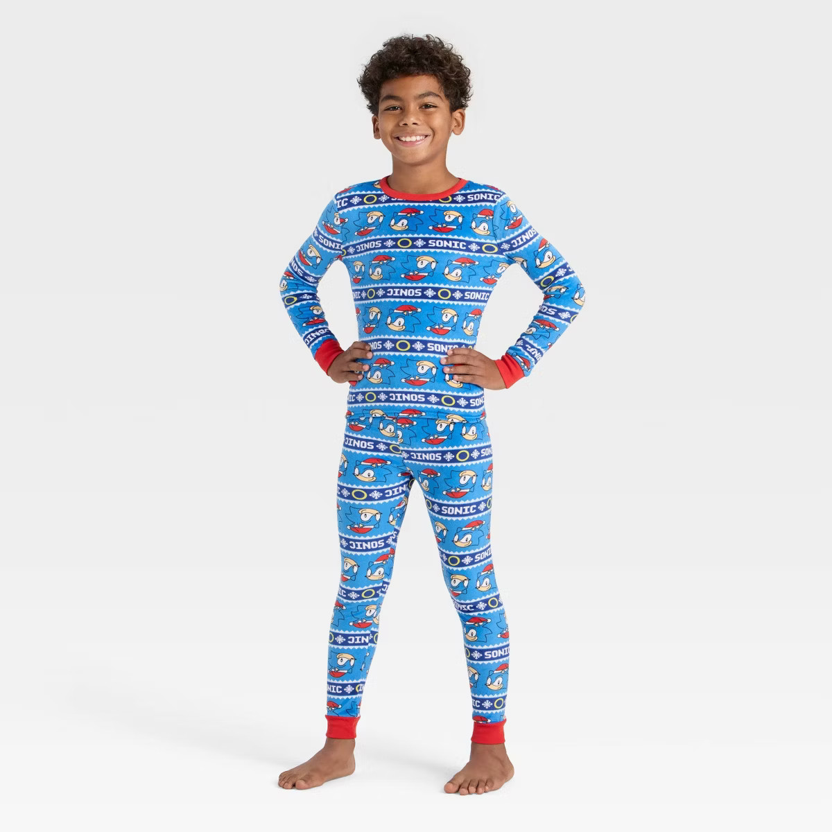 Boys' 2pc Sonic the Hedgehog Holiday Snuggly Soft Pajama Set - Blue | Target