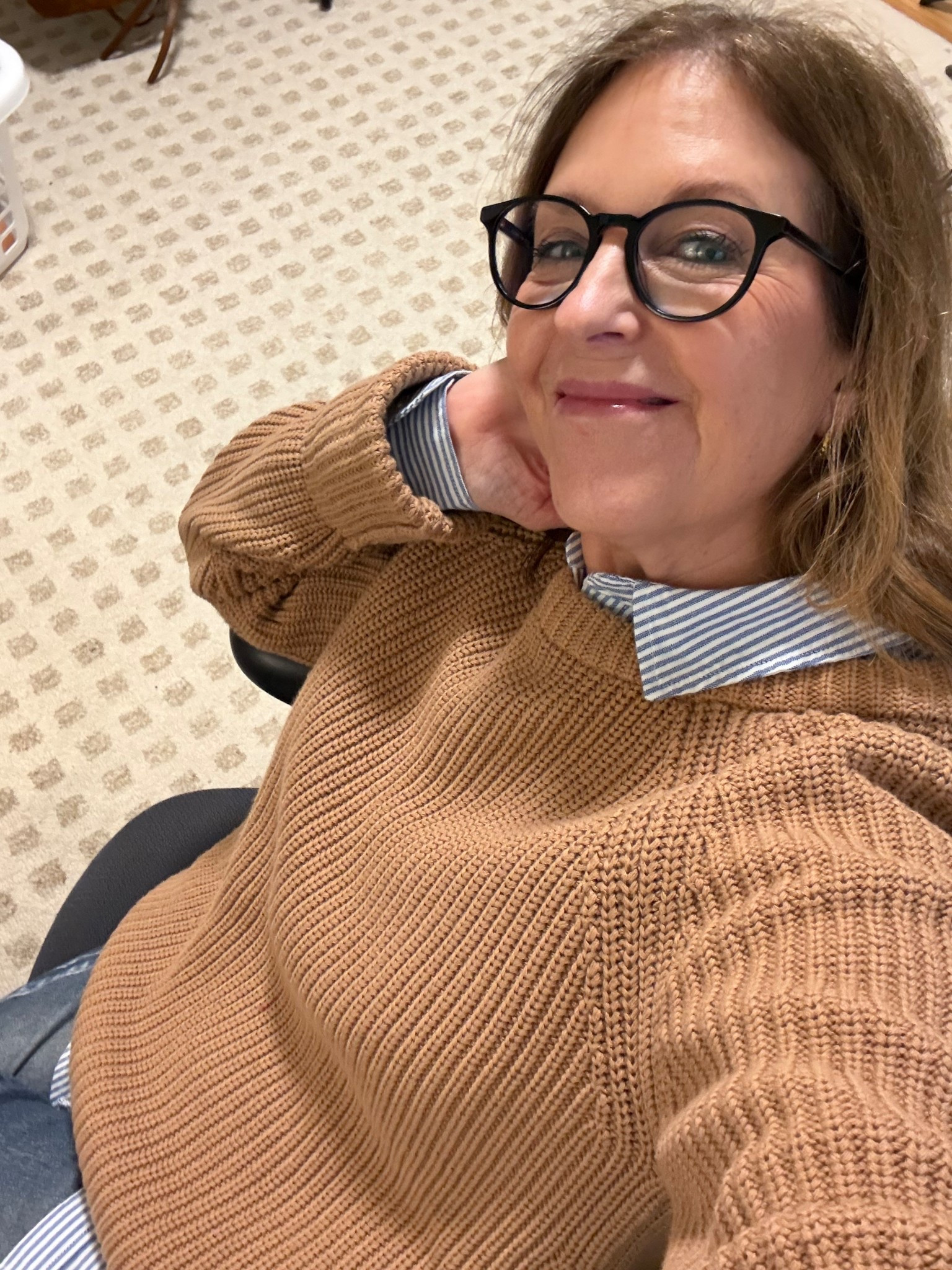 WFH outfit. Working on a blog post and it's now time tongongor a walk! 

Quince fisherman sweater, rag & Bone Miramar jeans, quince mules, Warby Parker glasses, Beachlunchlounge shirt. All fit tts. 

@Quince 

#LTKSeasonal #LTKootd #LTKOver40