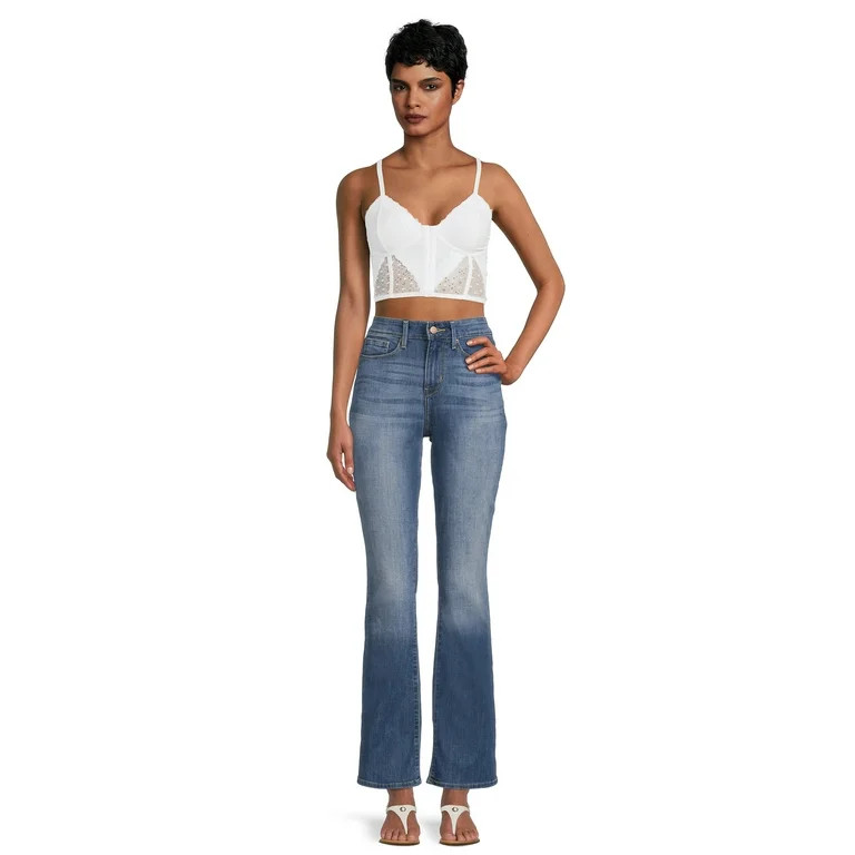 No Boundaries Juniors Lace & Dot Mesh Bustier | Walmart (US)