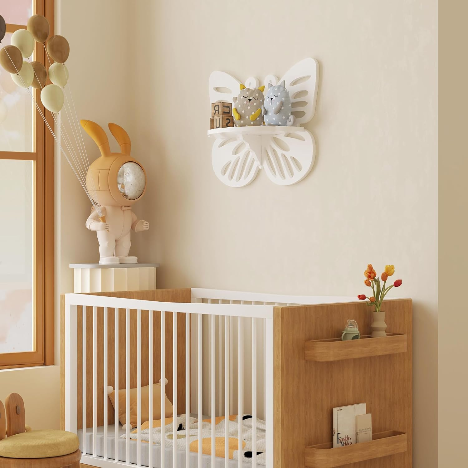 Butterfly Shaped Nursery Wall Deor Floating Shelf, Cute Wall Display Rack for Kid’s Room, Small... | Amazon (US)