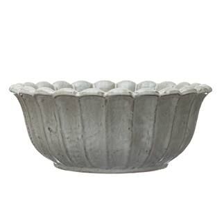 10" Antique White Reactive Glaze Stoneware Flower Shaped Bowl | Vases & Containers | Michaels | Michaels Stores
