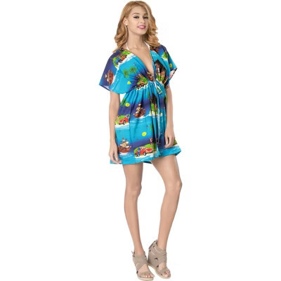 HAPPY BAY Women's Summer Beach Vacation Dress Loose Swing Swimsuit Cover Ups Tops X-Large-XX-Large Blue Car | Target
