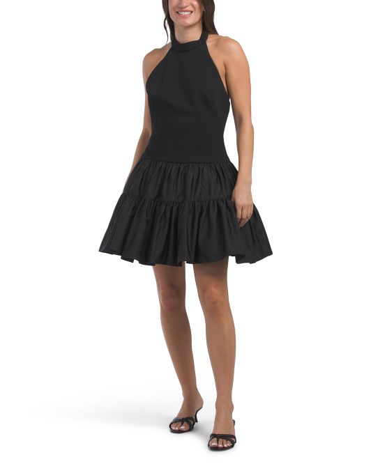 Stretch Crepe Halter Mini Dress With Tutu Skirt | TJ Maxx