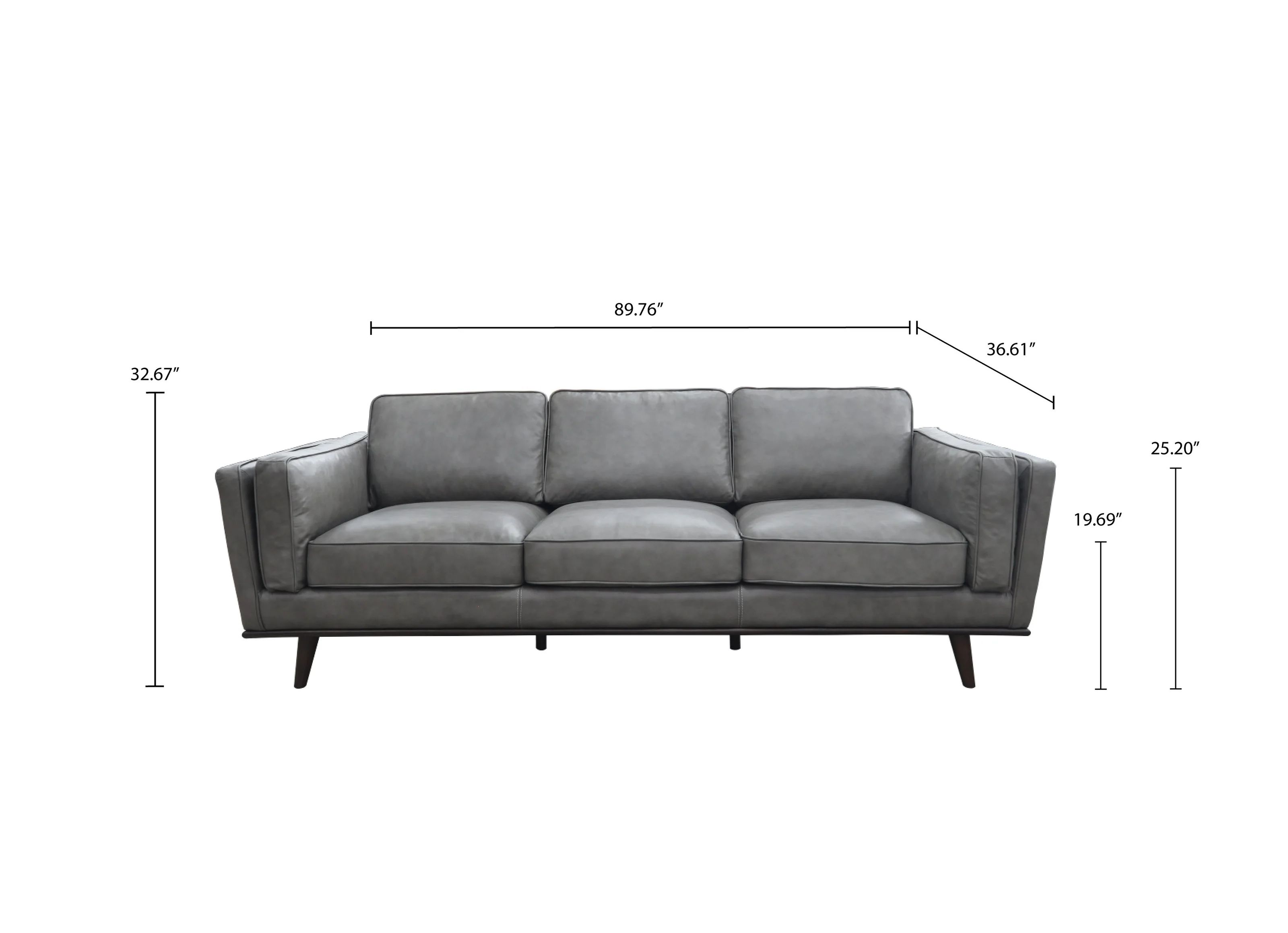 Lidia 88'' Genuine Leather Square Arm Sofa | Wayfair North America