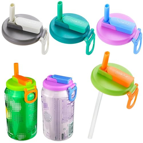 ORIGINAL CREATOR - DIPESI 4-pack 4 Color Soda Can Lids with straw, Soda Can Covers with Silicone straw BPA-Free Reusable For Fits standard For Canned Beverage, Beer, Juice,Seltzer. (Colour mixture) | Amazon (US)