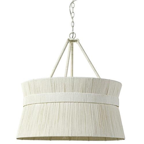 Palecek Cassidy Coastal Beach White Woven Abaca Rope Metal Frame Chandelier | Kathy Kuo Home