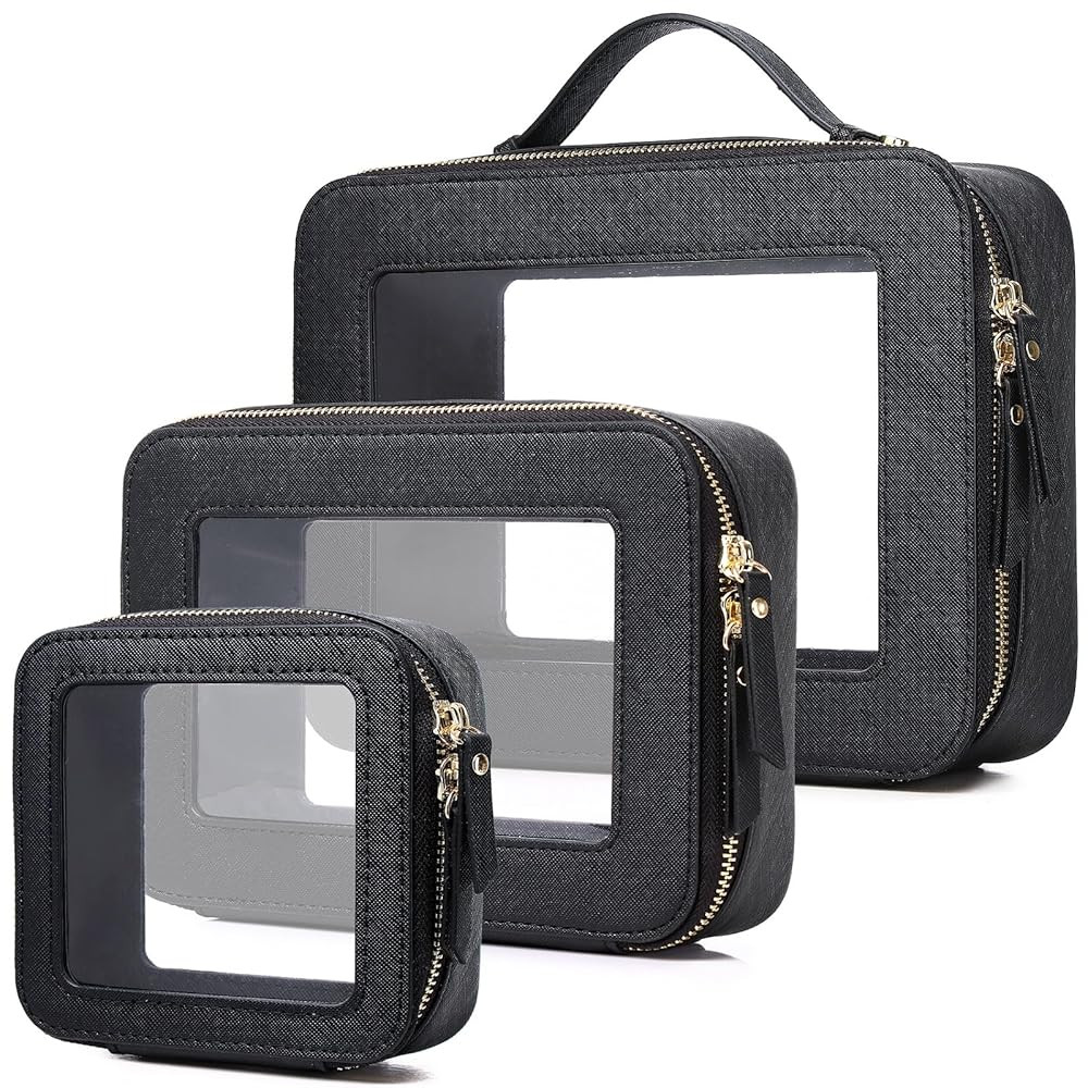 Pinkmik Clear Makeup Bag Waterproof Travel Case for Cosmetics and Toiletries Women's Purse Organi... | Amazon (US)