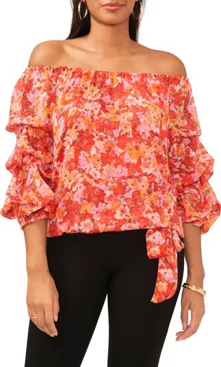 Print Off the Shoulder Bubble Sleeve Top | Nordstrom