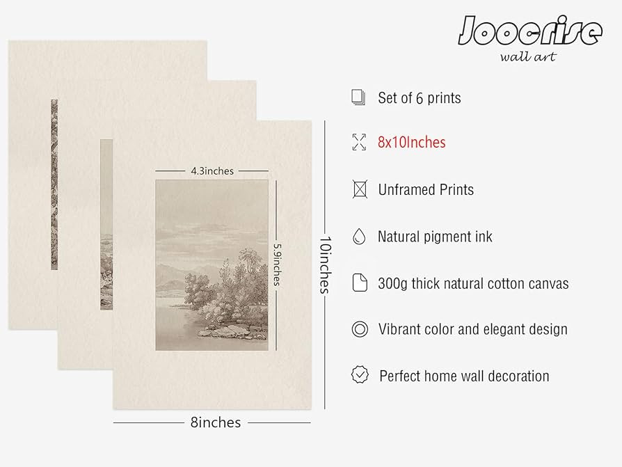 Amazon.com: Joocrise Neutral Wall Art Decor Set of 6 Vintage Canvas Wall Art Rustic Farmhouse Wall Art Botanical Prints Country Pictures Neutral Vintage Artwork for Living Room Bedroom 8x10 Inch Unframed: Posters & Prints | Amazon (US)
