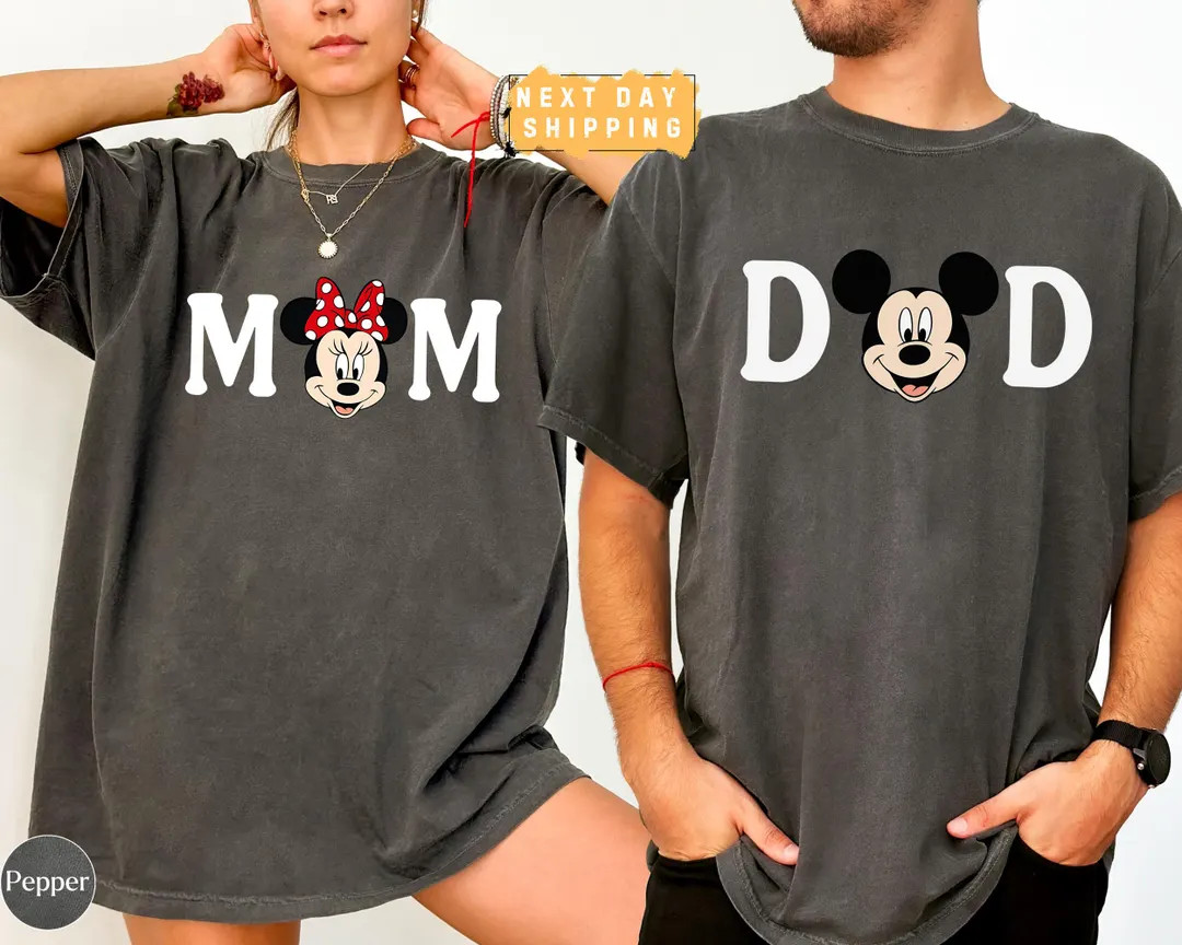 Comfort Colors Disney Family Shirts, Minnie Mom Mickey Dad Tees, Matching Disney Couple Shirts, D... | Etsy (US)