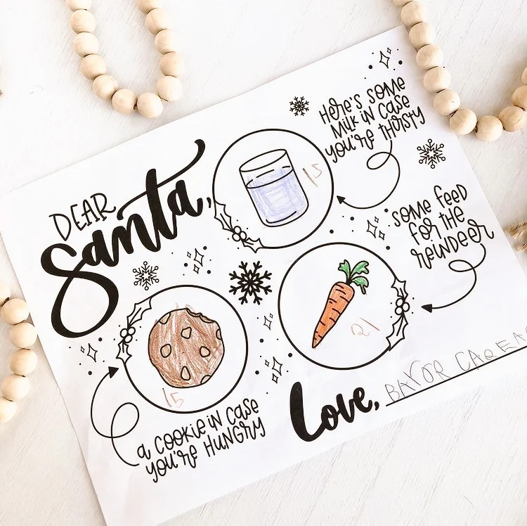 Dear Santa Placemat | Printable page | The Letter Vee