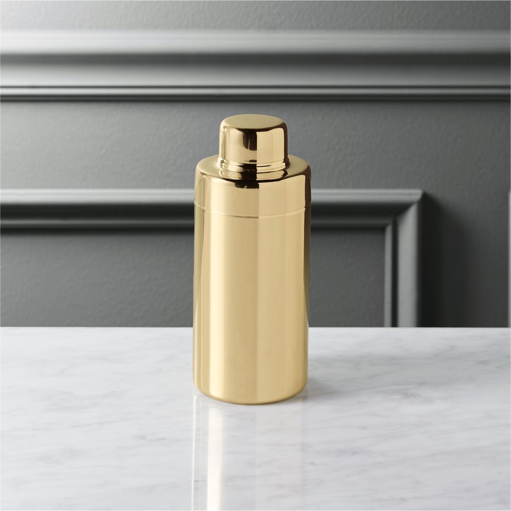 stainless steel gold mini cocktail shaker | CB2