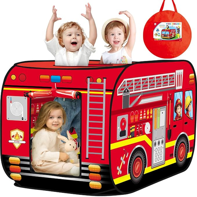 Pop Up Play Tent for Kids Aged 3-5 Years Old Boys and Girls : Fire Truck Tent Playhouse Toy Play ... | Amazon (US)