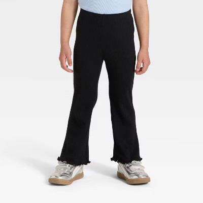 Toddler Girls' Solid Ribbed Flare Leggings - Cat & Jack™ Black 5T | Target