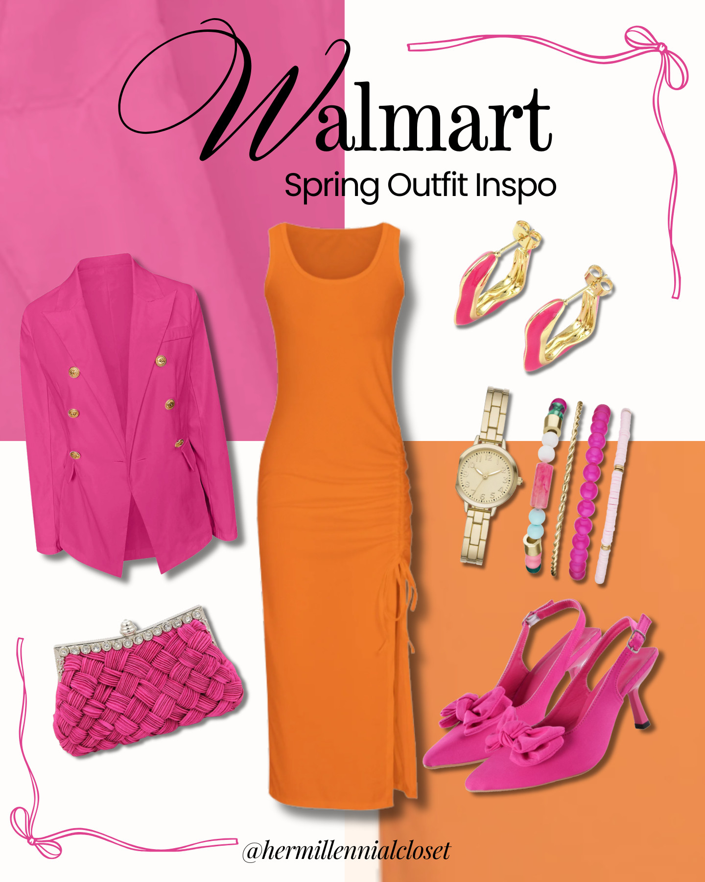 Spring, but make it bold. Sis! 💖🍊

A vibrant pink blazer over an orange dress, styled with playful accessories and statement heels, this is your standout moment. 

 #LTKootd #LTKSeasonal