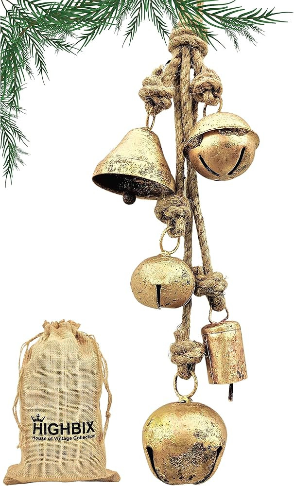 HIGHBIX Set of 5 Rustic Harmony Metal Jingle Bells Cluster Vintage Handmade Lucky Christmas Hangi... | Amazon (US)