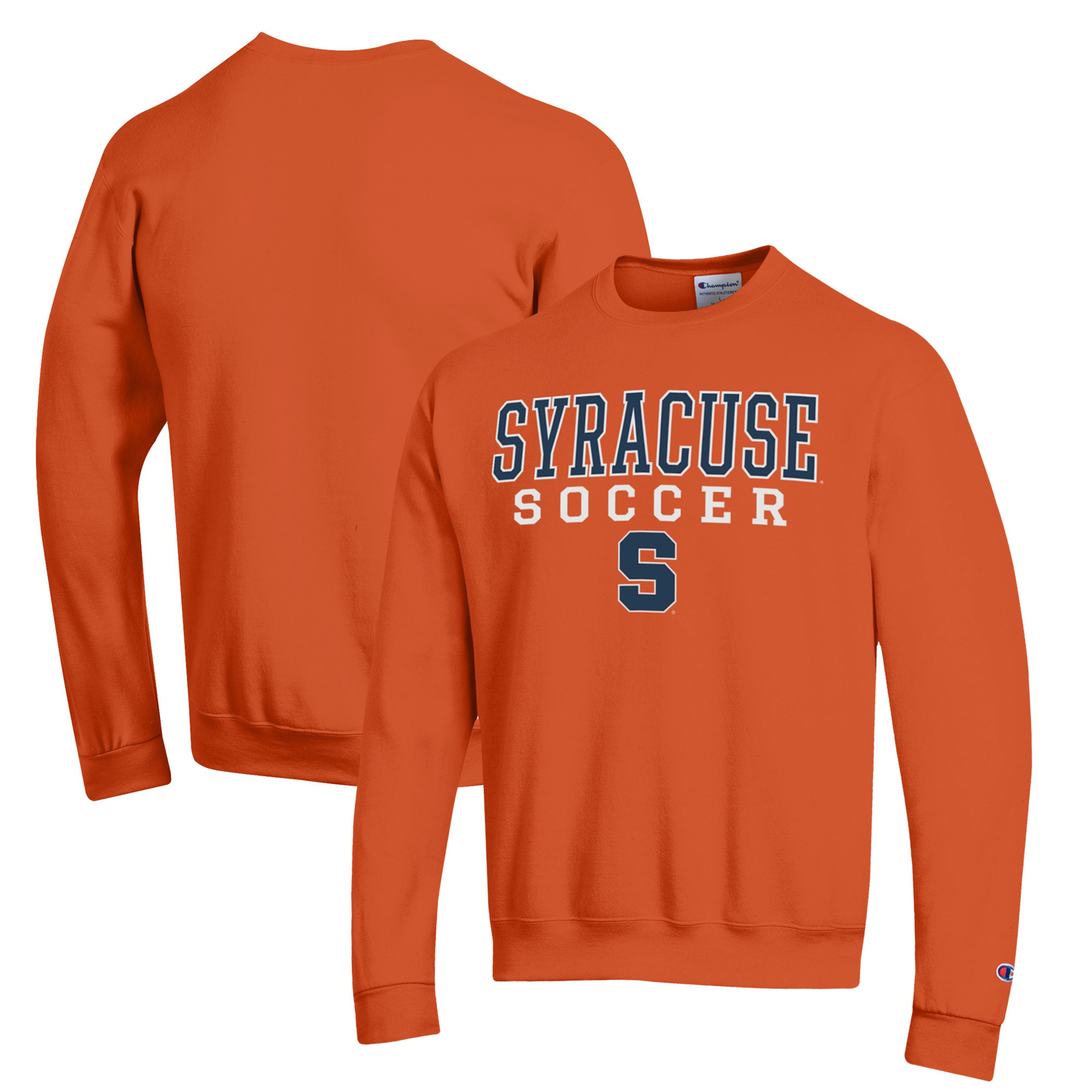 Men's Champion Orange Syracuse Orange Soccer Stack Logo Powerblend Pullover Sweatshirt | Fanatics
