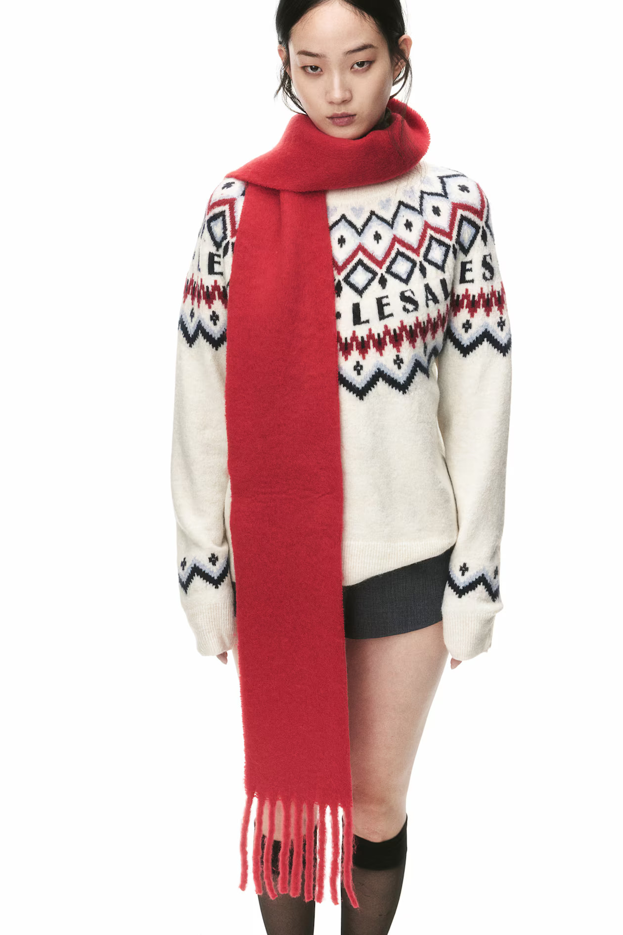 Jacquard-Knit Sweater - Dark beige/hearts - Ladies | H&M US | H&M (US + CA)
