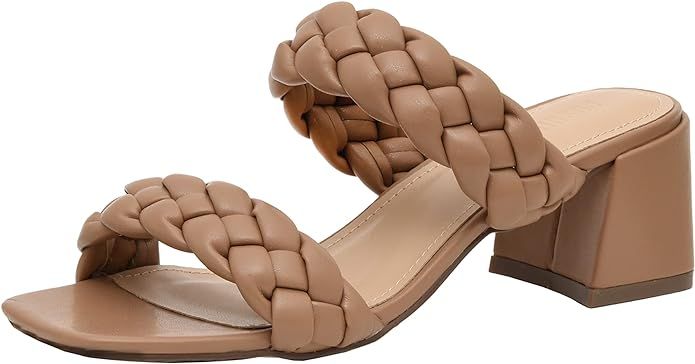 CUSHIONAIRE Women's Onyx braided Heel Sandal +Memory Foam, Wide Widths Available | Amazon (US)
