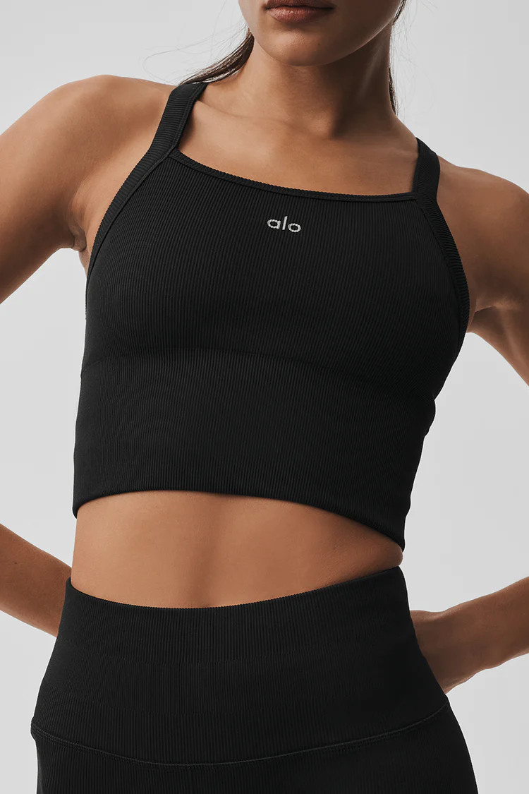 Seamless Ribbed Favorite Bra Tank - Black | Alo Yoga (US)