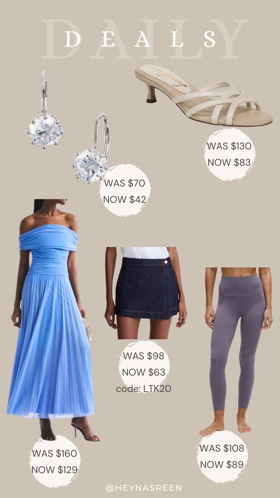 Daily deals on Nordstrom earrings, Sam Edelman kitten heels, lululemon leggings, Madewell skirt, Abercrombie dress