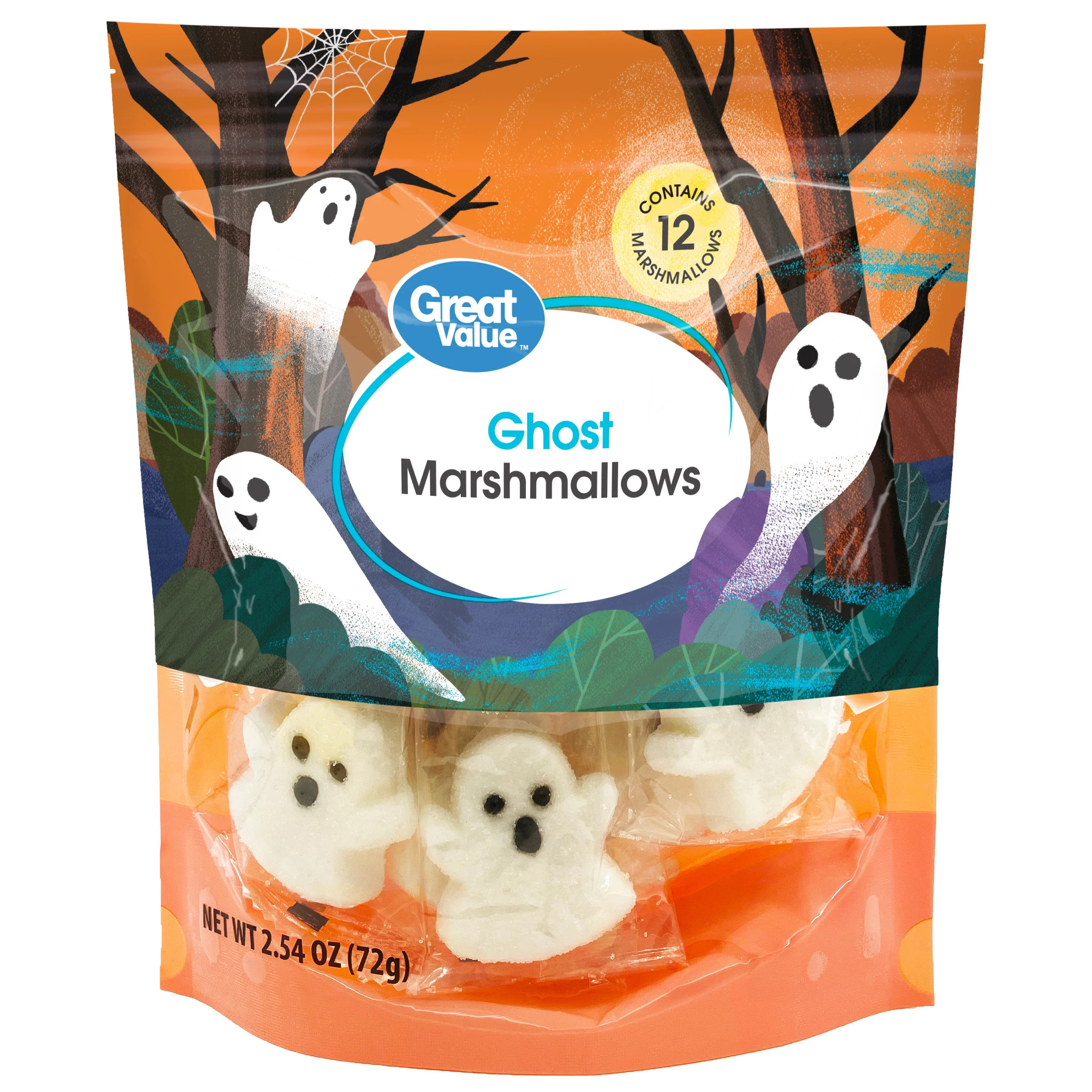 Great Value Halloween Marshmallow Ghosts, 2.54 oz, Bag | Walmart (US)
