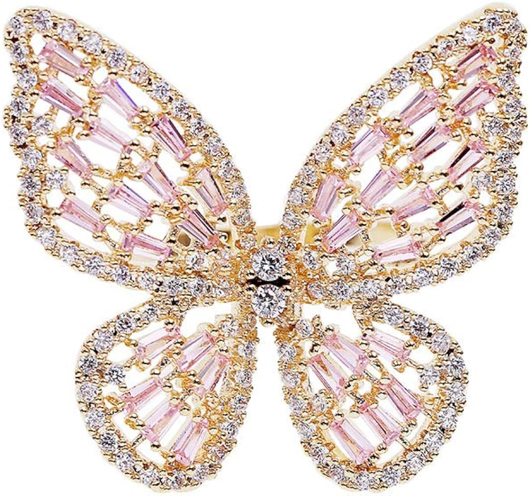 Aimimier Cubic Zirconia Butterfly Ring Sparkling Crystal Bow-Knot Knuckle Ring Wedding Jewelry fo... | Amazon (US)