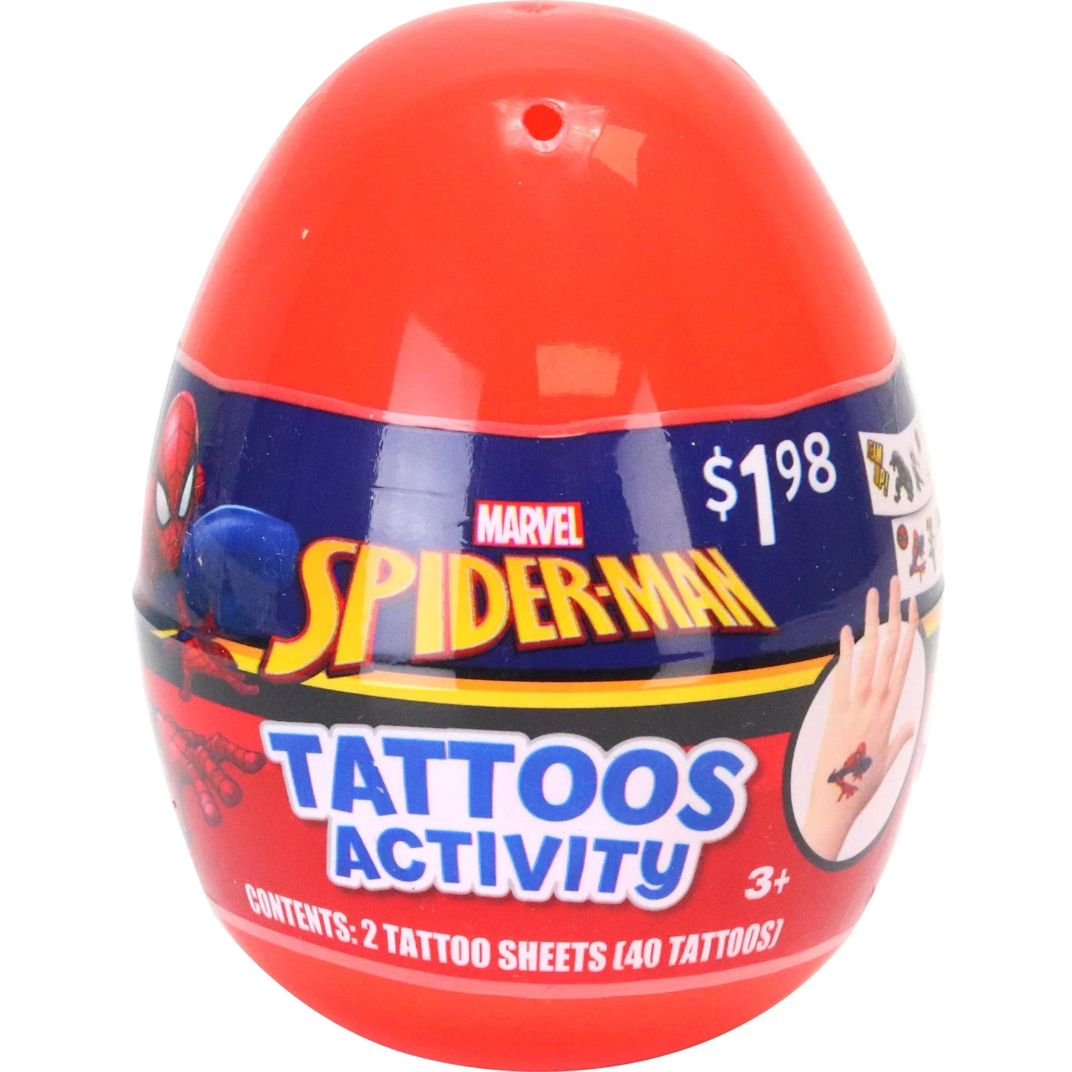 Marvel Spider Man Tattoos Activity Egg, Plastic, Easter Party Favor, 3+ | Walmart (US)