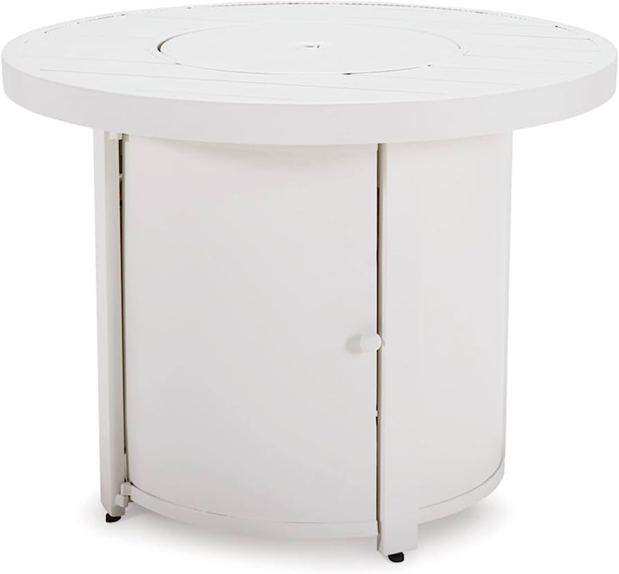 Signature Design by Ashley Outdoor Sundown Treasure Round Fire Pit Table, White | Amazon (US)