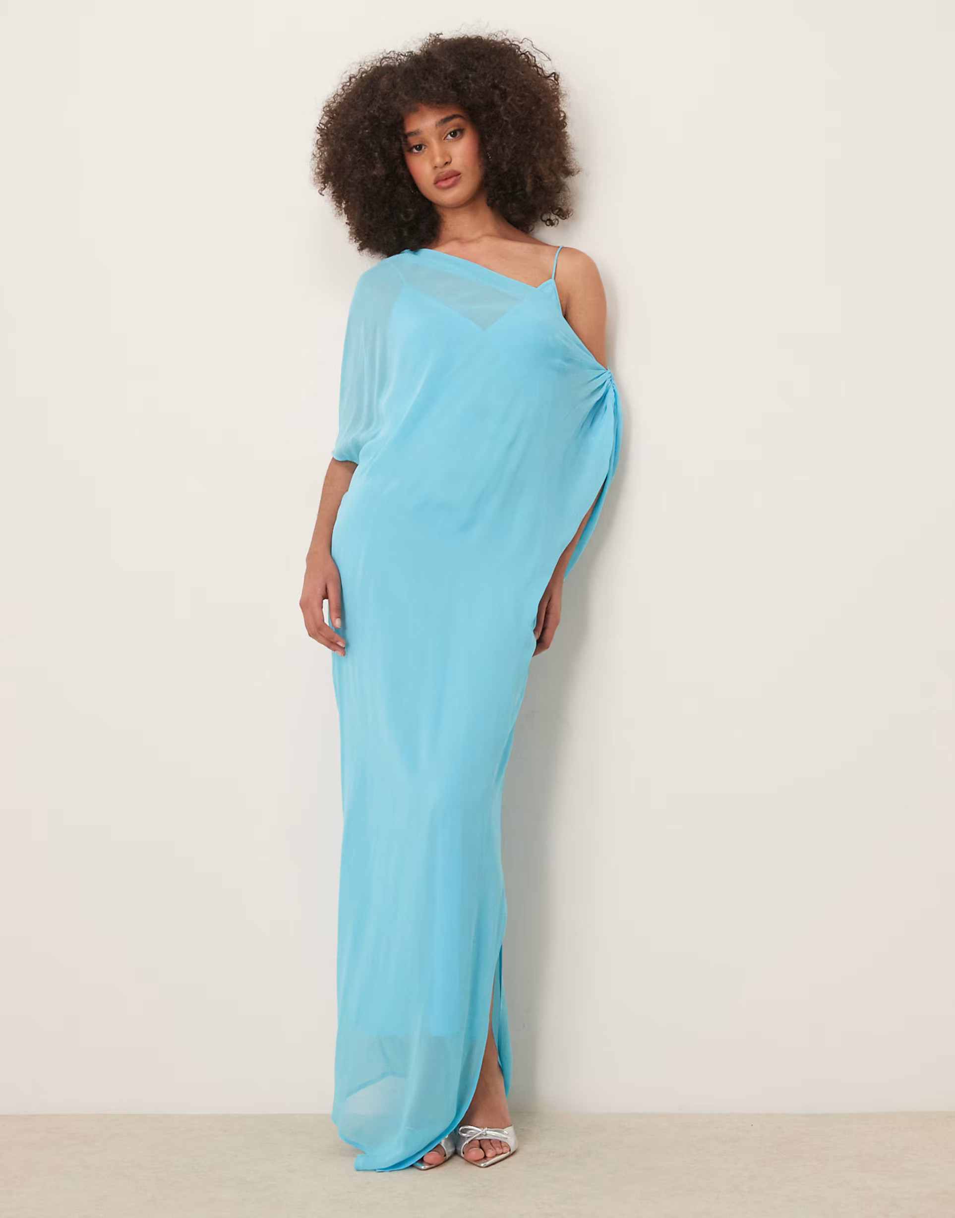 ASOS DESIGN goddess drape double layered colour block maxi dress in bright blue | ASOS | ASOS (Global)
