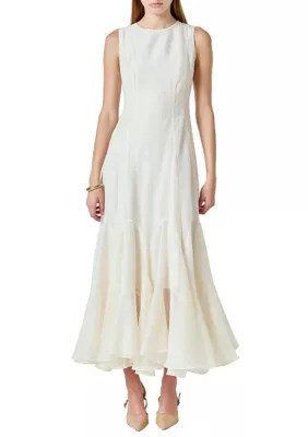Endless Rose Women's Godet Detail Maxi Dress, Beige, Medium | Belk