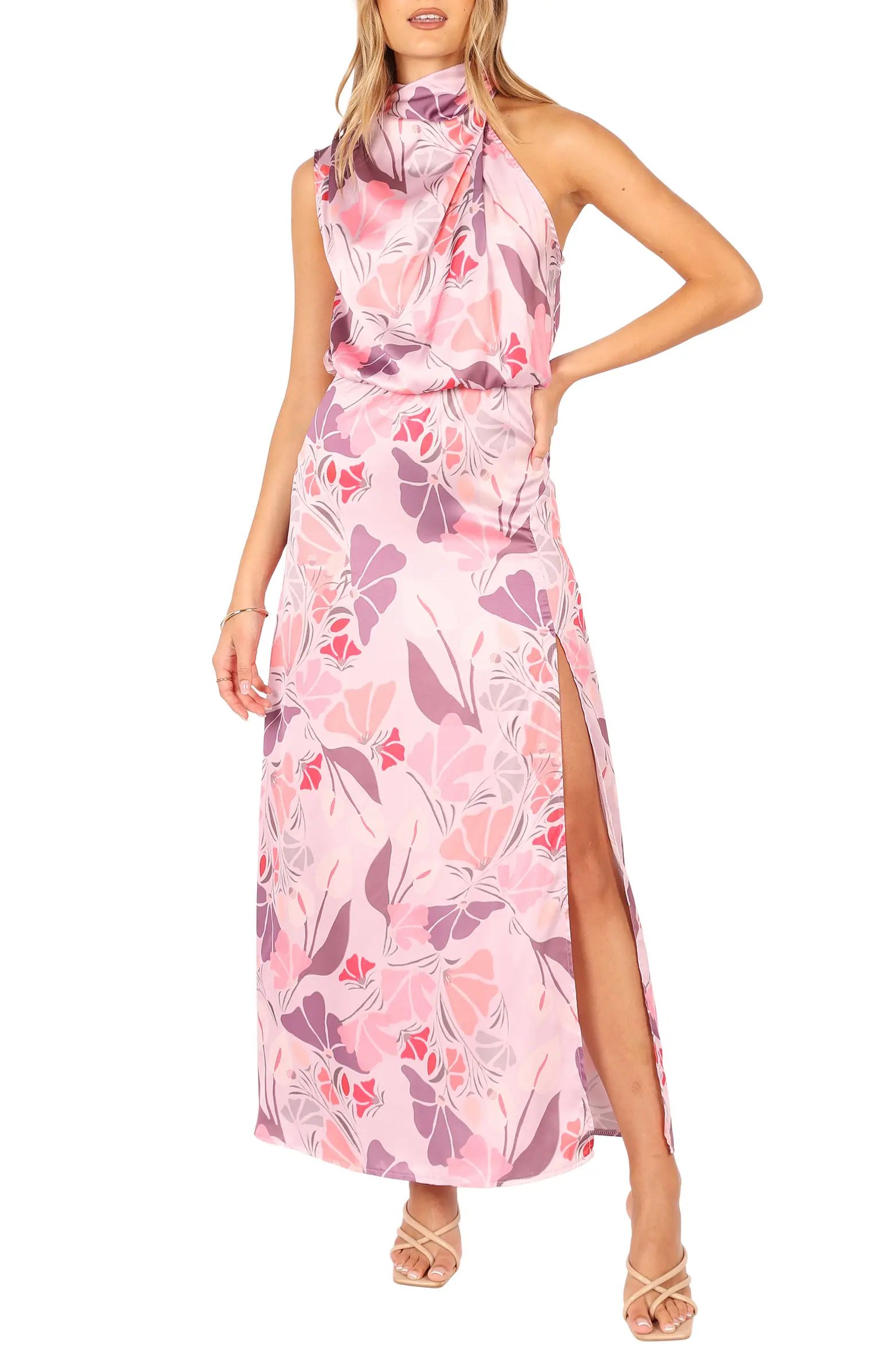 Amelie Floral Sleeveless Satin Maxi Dress | Nordstrom