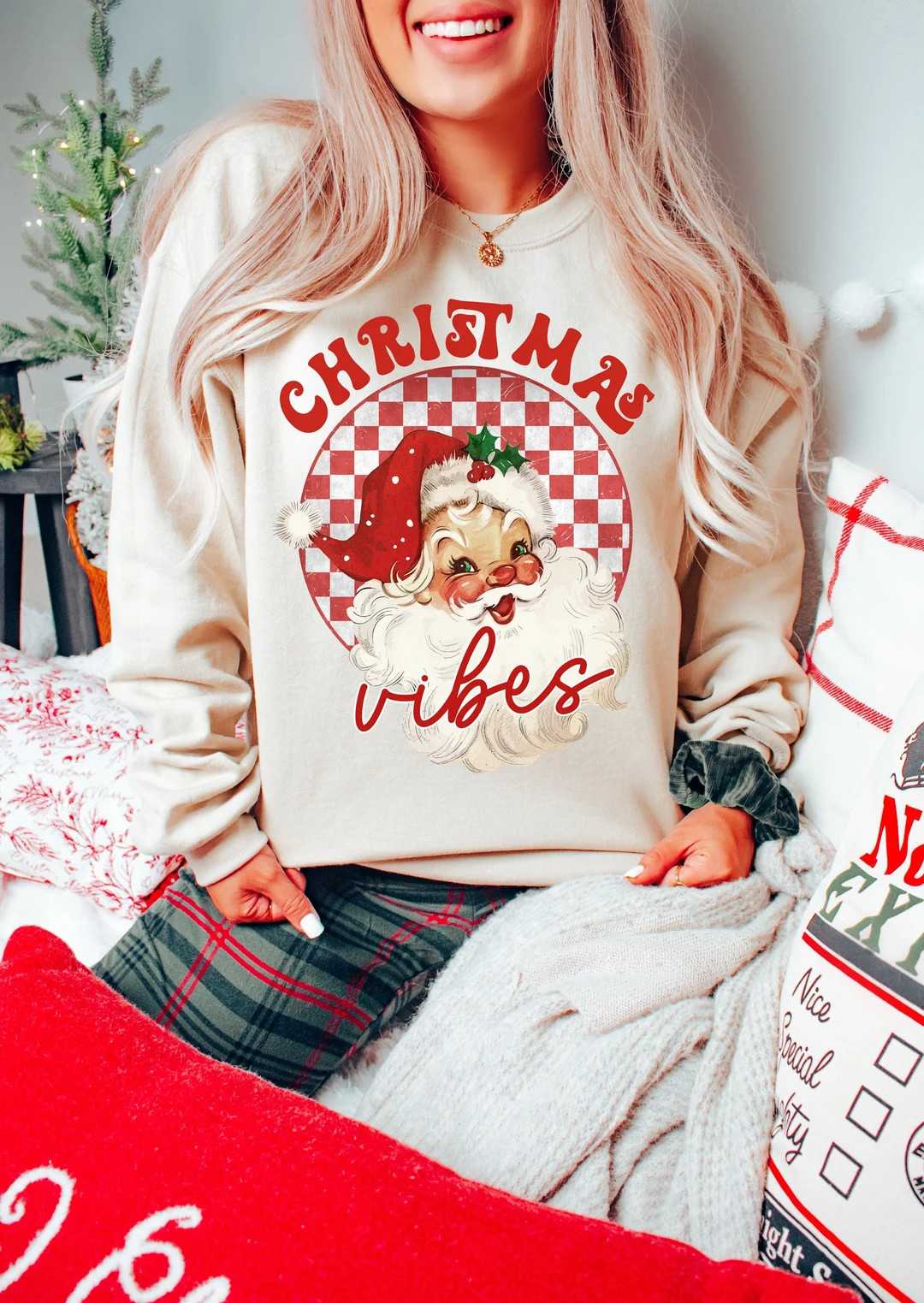 Retro Christmas Vibes Santa Sweatshirt, Santa Sweater, Vintage Santa, Retro Santa Shirt, Santa Sh... | Etsy (US)