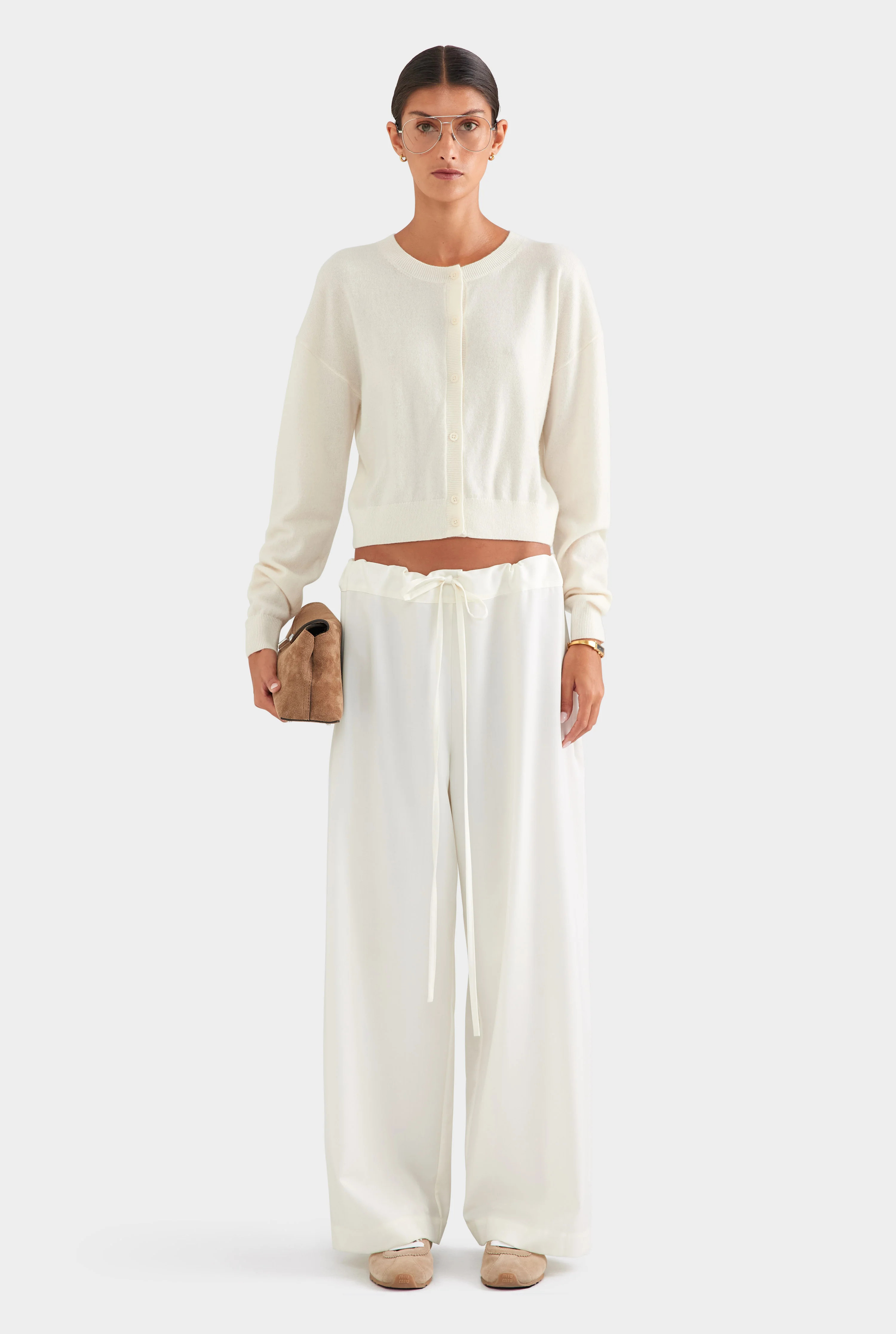 Wool Paperbag Pant - Cream | Venroy AU