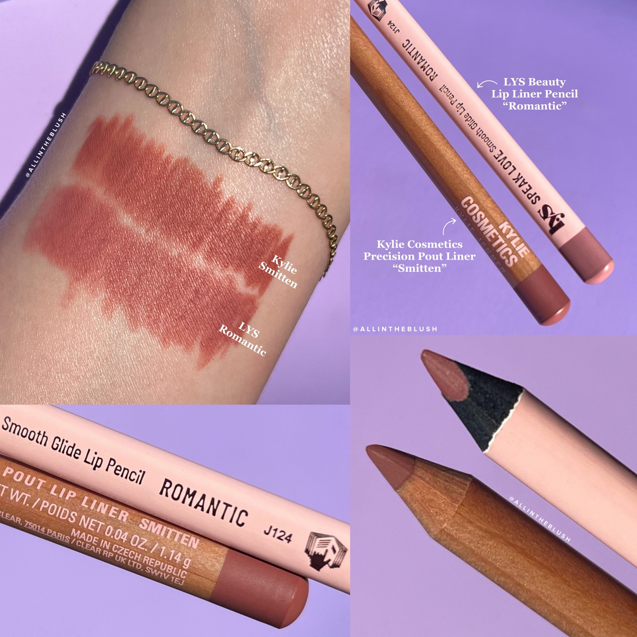 Swatch comparisons of Kylie “Smitten” & LYS Beauty “Romantic” Lip Liners👄

#LTKootd #LTKBeauty #LTKgrwm
