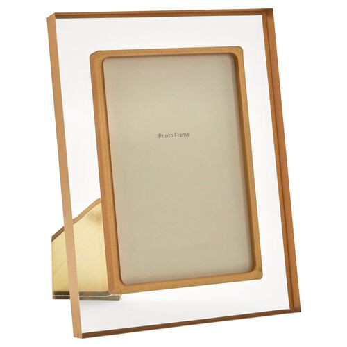 Lucite Picture Frame, Gold | One Kings Lane
