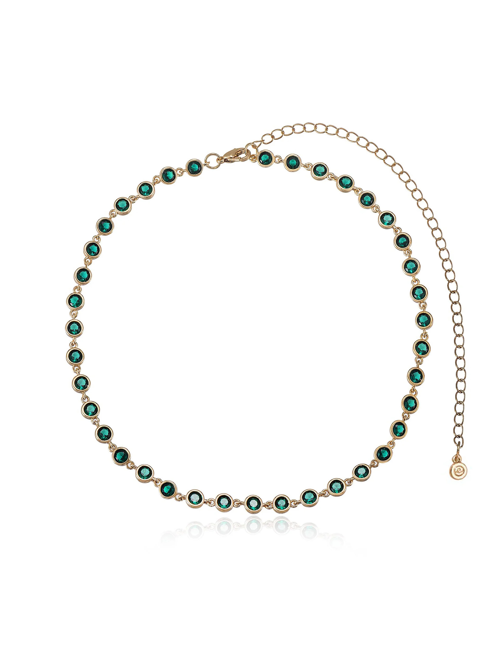 Crystal Disc and Link Necklace - Emerald Crystal with 18k Gold Plating / One Size | Ettika