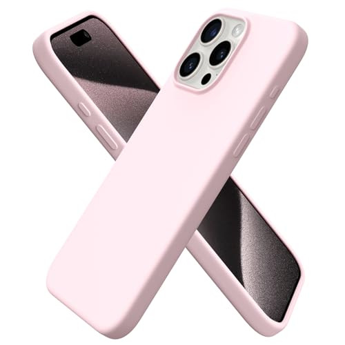 ORNARTO Compatible with iPhone 15 Pro Max Case 6.7", Slim Liquid Silicone 3 Layers Soft Gel Rubber Shockproof Protective Phone Case with Anti-Scratch Microfiber Lining-Chalk Pink | Amazon (US)