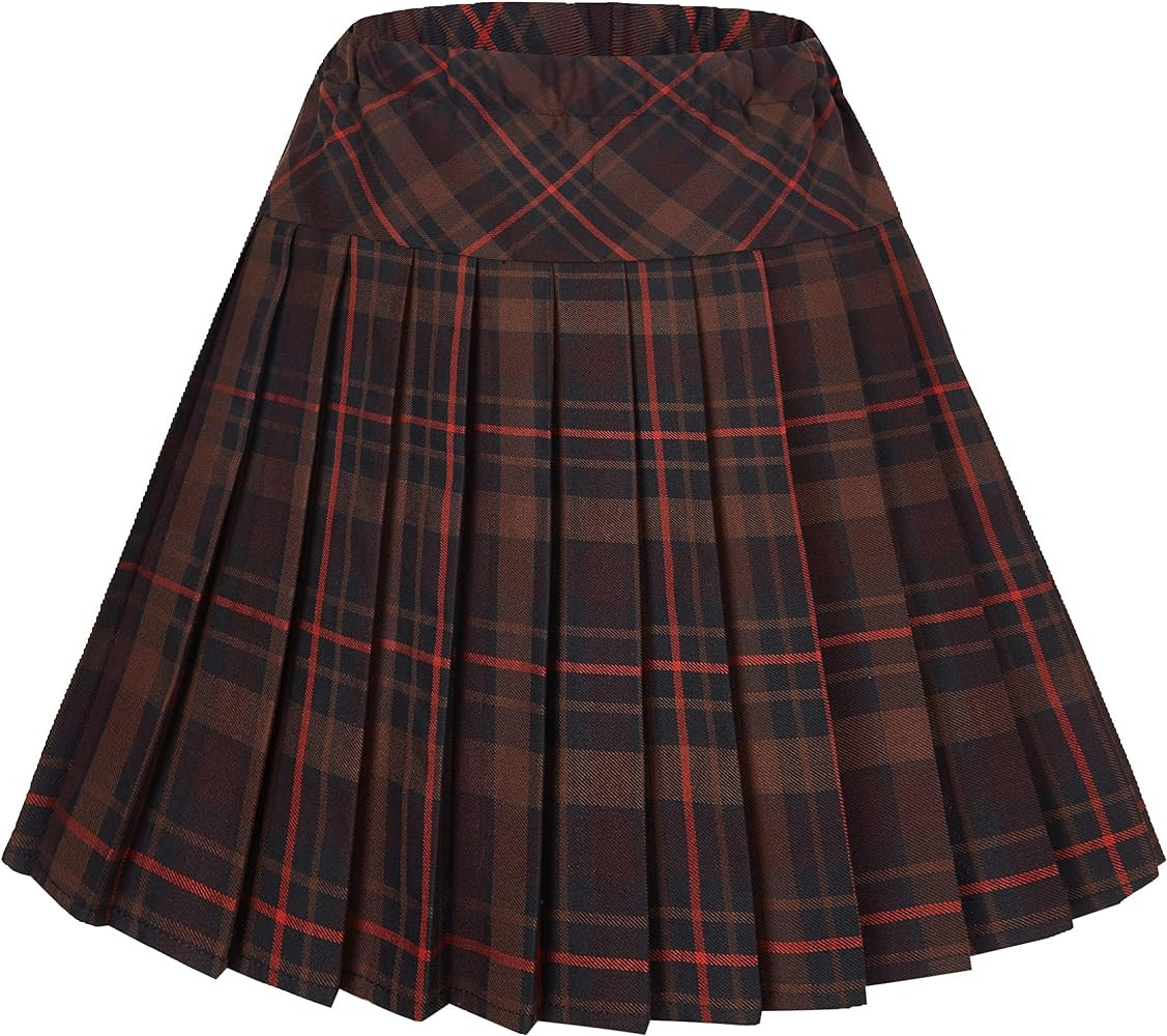 Urban CoCo Women's Elastic Waist Tartan Pleated School Skirt | Amazon (US)