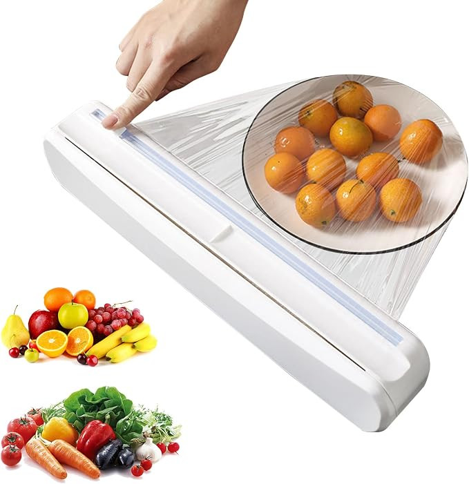 Plastic Wrap Dispenser With Cutter, Reusable Cling Film Dispenser, Cling Wrap Dispenser With Slid... | Amazon (US)
