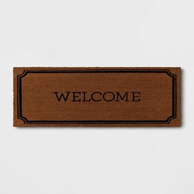 1'10"x3'11" Welcome Estate Doormat - Threshold™: Outdoor Coir Door Mat, Medium Pile, Black, Rec... | Target