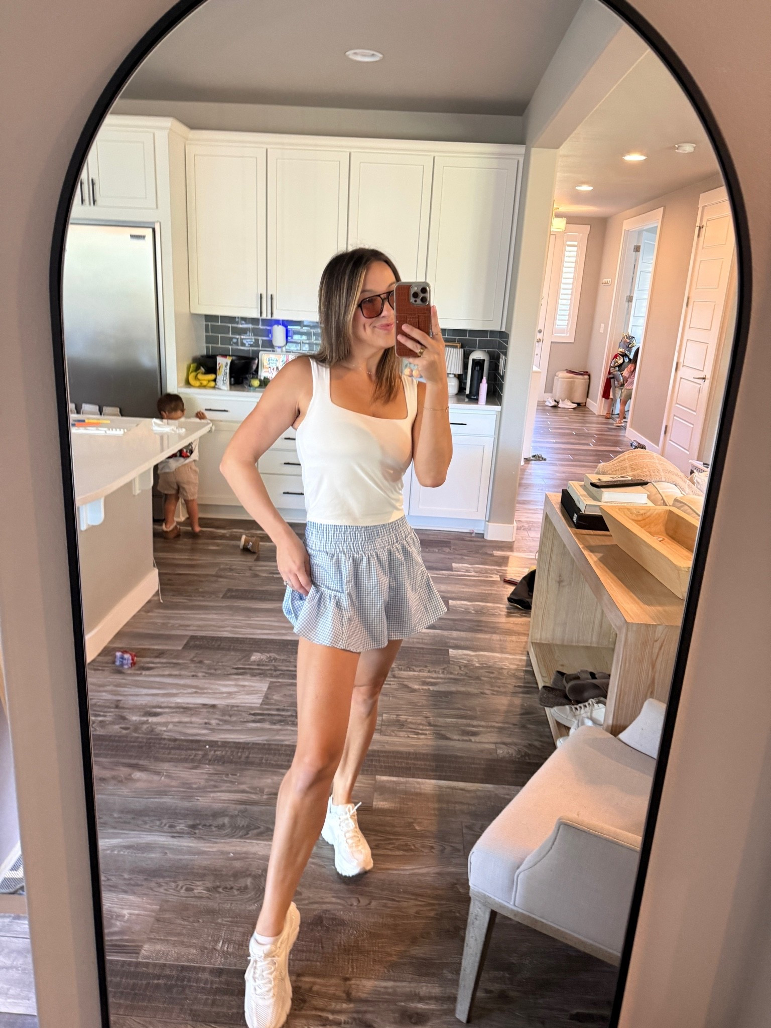 Summer OOTD for a mom on the go! Love these gingham active shorts! The ruffle detail and the fit are perfection! I love these Amazon sunglasses too 🕶️

#ootd #gingham #active #activewear #shorts #nike @Nike US #sunglasses #tryon #amazonoutfit #outfit #amazonsunglasses #summer

#LTKmomlife #LTKootd #LTKdayinmylife