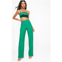 Green High Waisted Wide Leg Trousers | PrettyLittleThing US